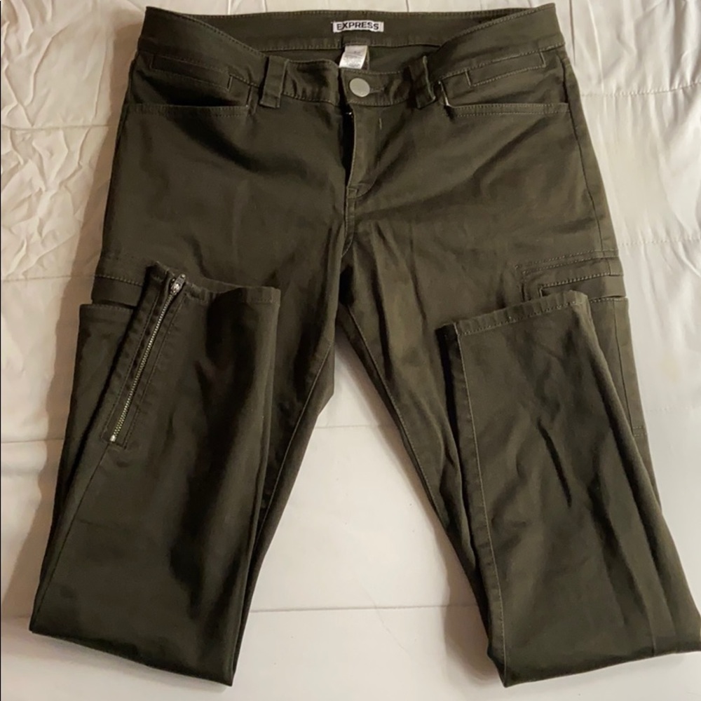 Express stretch twill olive green skinny cargo